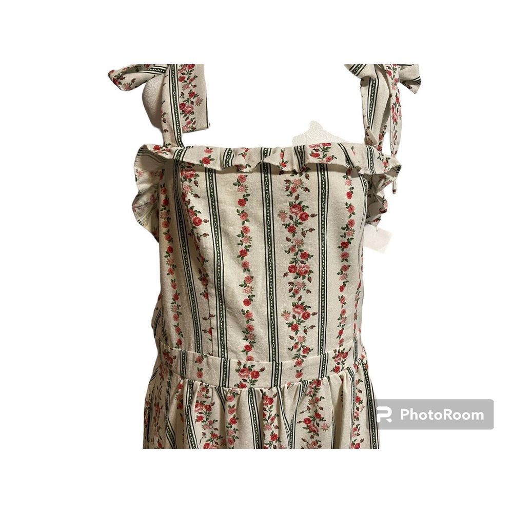 City Chic Floral Linen Blend Sundress Size 14 NWT Pockets Tie Shoulders Smocked - Picture 3 of 9
